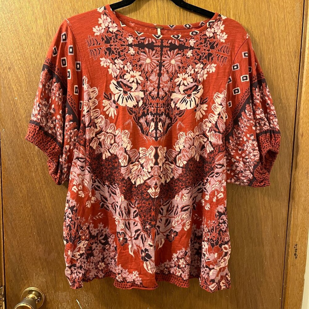 Free people dolman sleeve printed oversized shirt
